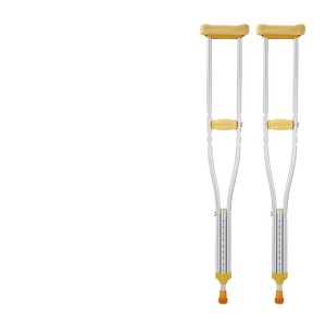 Béquilles sous-aisselles en alliage d'aluminium, taille moyenne, hauteur réglable sur 9 niveaux, coussinet sous-aisselle jaune pour personnes âgées et blessées, pour la marche - Product Image 5