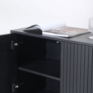 <span class=keywords><strong>Buffet</strong></span> en placage de chêne de conception moderne en gros, 2 <span class=keywords><strong>portes</strong></span>, noir, en bois, pour le salon, armoire de rangement latérale - Product Image 6