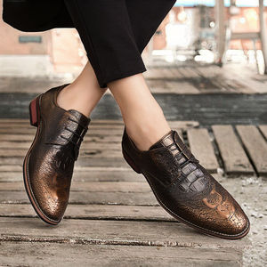 Chaussures Oxford en cuir PU pour hommes, à lacets, bout fermé, solides, pour affaires, décontractées, mode, mariage, printemps, été - Product Image 3