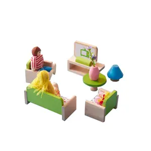 Children's family toy mini living room girl's imitation small furniture wooden doll house little girl's living room