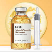 Ampoule faciale éclatante rose PDRN Niacinamide Vitamine, Sérum anti-âge à l'acide kojique et au curcuma, Ampoule faciale éclatante Niacinamide