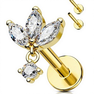 OUFER Orecchini a perno senza filettatura in <span class=keywords><strong>argento</strong></span> 16g per trago, piercing <span class=keywords><strong>helix</strong></span>, gioielli a forma di loto con retro piatto, pendenti floreali per cartilagine da donna 6mm 8mm - Product Image 4