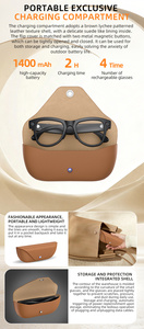M02X Pro Max AI Smart Glasses 13MP <b>Camera</b> 4K Video Recording EIS <b>Stabilization</b> BT Calling Genuine Leather Charging Case IPX5 - Product Image 4