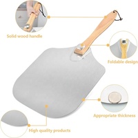 Pelle à pizza en aluminium avec manche en bois pliable 12x14 pouces, pelle à pizza en aluminium pour la cuisson au four, pain fait maison