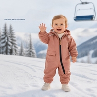 Combinaison pour bébé, barboteuse à capuche, fermeture éclair bidirectionnelle, coupe-vent, rembourrée, 100% polyester, combinaison de neige pour bébés garçons et filles, temps froid