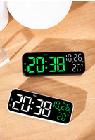 Multifunktionale Digital- und Analog-Tischuhr mit LED-Anzeige, Einfaches Design, Sprachsteuerung, Temperatur-, Datums-, Tages- und Wochenanzeige, Nachtmodus