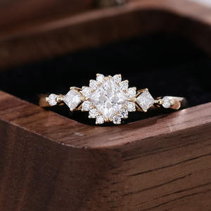 Custom Luxury VVS <strong>Moissanite</strong> Diamond <strong>Ring</strong> 10k 14k 18k Yellow Real Solid Gold Three Stone <strong>Ring</strong> Designs for Women <strong>Men</strong> - Product Image 1