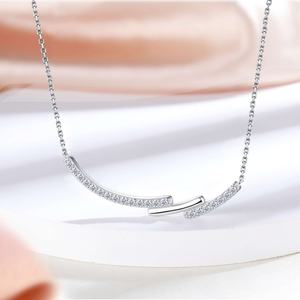 Collier chaîne à maillons en argent sterling 925 plaqué rhodium avec zircon cubique, tendance minimaliste pour fiançailles, mariage et fêtes - Product Image 3