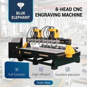 Machine de gravure et de découpe CNC 1325 à 8 têtes avec axe rotatif pour le travail du bois et le contreplaqué - Product Image 1