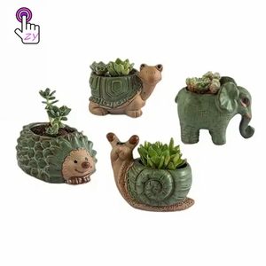 Mini plante succulente en <span class=keywords><strong>pot</strong></span> mignon avec des pots d'animaux en céramique pour la décoration intérieure et la décoration de bureau - Product Image 1