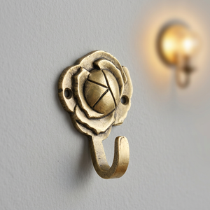 AK Brass Lotus Flower Design Wall <b>Hook</b> Brass Finished <b>Decorative</b> <b>Coat</b> Hanger Wall Mounted <b>Hook</b> Home Interior Decor - Product Image 1