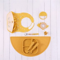 Ensemble d'assiettes personnalisées en silicone pour bébé, bavoir étanche, cuillère, bol pour enfants