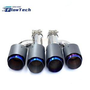 ปลายท่อไอเสียคาร์บอนไฟเบอร์แบบ 1 ต่อ 2 ขนาด 89 มม. สีฟ้าไหม้ รูปทรงตัว H สำหรับตกแต่งรถยนต์ - Product Image 3