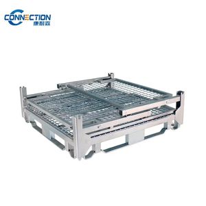 Contenedor de malla de alambre soldado de metal apilable de alta resistencia contenedor de jaula de almacenamiento de acero - Product Image 4