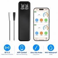 Thermomètre intelligent sans fil pour viande avec sonde fine, portée de 250 m, rechargeable, chargement Type-C, lavable, pour four et barbecue