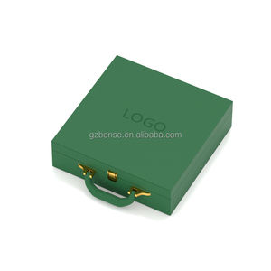 Bense usine haut de gamme personnalisé vert Rectangle boîte à bijoux à la main en cuir boîte Laser différentes tailles de bijoux Logo personnalisation - Product Image 5