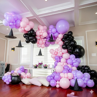 Kit d'arche de guirlande de ballons en latex rose, violet et noir de 10 pouces, thème sorcière, pour anniversaire, baby shower, remise de diplôme, Pâques, décorations de fête