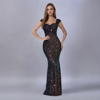Robe de soirée de luxe à sequins vert foncé, sexy et brillante, coupe sirène, épaules dénudées, élégante pour femme