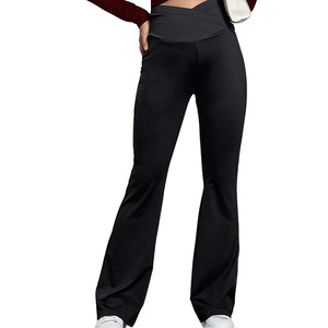 Maternité beurre doux Flare Leggings taille haute sur le ventre cloche bas décontracté Yoga Leggings pantalon <span class=keywords><strong>de</strong></span> grossesse - Product Image 1