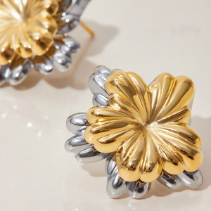 BOUCLES D'OREILLES FLEURS MÉLANGÉES CRÉATIVES À VOIES MULTIPLES Dazan NOUVEAU 2025 <span class=keywords><strong>INS</strong></span> Bijoux en acier inoxydable hypoallergénique plaqués or 18 carats - Product Image 6