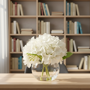 Hortensia de Látex <span class=keywords><strong>con</strong></span> Tacto Realista en Florero de Vidrio, Flor Artificial Realista <span class=keywords><strong>con</strong></span> Agua de Resina, Arreglos Florales al por Mayor para Decoración - Product Image 2