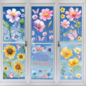 Autocollants de Noël écologiques en PVC réutilisables imprimés UV pour armoires, motifs mignons de nœuds de dessins animés, décalcomanies de fenêtre pour vitrines en verre, imperméables - Product Image 1