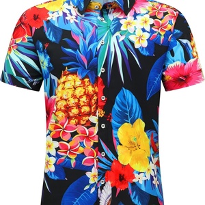 Camisa Hawaiana para Hombre, con Bolsillo, Estilo Vintage, sin Mangas, con Botones, Camisa de Playa con Estampado Floral Tropical, 100% Poliéster, Secado Rápido, Protección UV - Product Image 2
