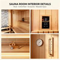 Salle de sauna extérieur avec vapeur humide en bois massif pour 1 à 6 personnes Installation facile Vente chaude Design moderne pour usage commercial
