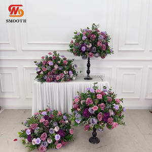 SMOOTH - Bola de Flores de Rosa Artificial de Seda Verde y Morada de Alta Calidad, 60 cm, Centros de Mesa y Decoraciones para Bodas - Product Image 1