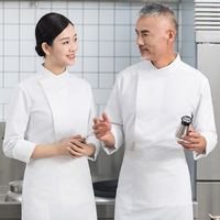 Uniforme de chef d'hôtel en coton à col en V et patte de boutonnage cachée pour hommes, vêtements d'automne/hiver pour la restauration, les restaurants, les boulangeries, manches longues