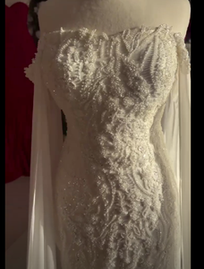 S3689L 2026 Nuovo Abito <span class=keywords><strong>da</strong></span> <span class=keywords><strong>Sposa</strong></span> alla Moda con Vita in Pizzo Lucido, Motivo Ricamato, Elegante e Delicato, Coda Corta a Sirena - Product Image 2