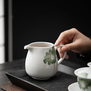 Ceramic Fairness <b>Cup</b> Porcelain Round Hand Painted Lotus Design Kung Fu <b>Tea</b> <b>Set</b> Accessory - Product Image 3