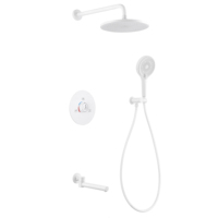 Système de douche pluie thermostatique en laiton poli doré, certifié CE, pour salles de bain d'hôtels et villas, design moderne, jet doux