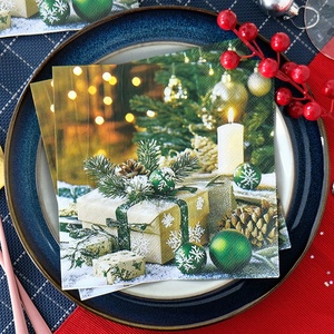 Santian 2025 Kerst Nieuwjaar Bedrukt Papieren Servet 2-laags Gevouwen Servetten Gemaakt Van Maagdelijke Houtpulp Delicaat Ontwerp Vakantieseizoen - Product Image 1