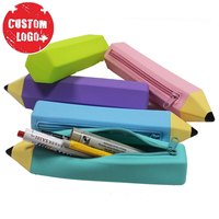 BAS quantité minimale de commande Cadeau Utilisation Mode Personnalisé Imprimé Étanche Dessin Animé Crayon Forme École Silicone Trousse À Crayons Avec Fermeture Éclair pour les enfants