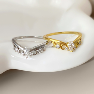 Custom Simple Fine Jewelry Gemstone <b>Stack</b> <b>Rings</b> 18K Gold Plated Brass with Moss Agate for Women - Product Image 2