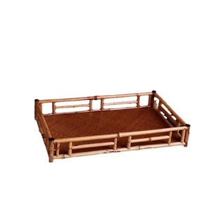Handmade Bamboo Woven Tray Rectangle 20x31 Square 25x25 Herringbone Pattern Tea Ceremony Serving Tray Bamboo Products - Product Image 5