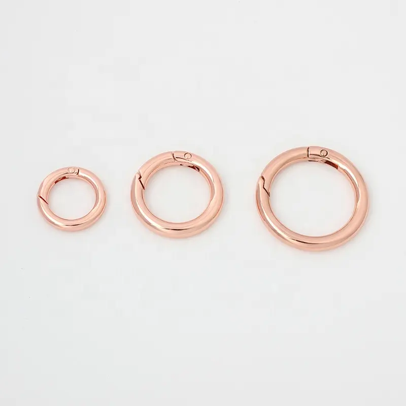 Nolvo World Rose gold 3 size 20-25-34mm metal trigger snap clip metal gate clasp spring o ring openable round o ring