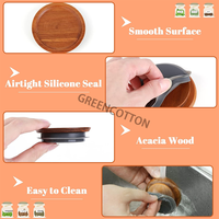 Couvercles de bocaux Mason à ouverture régulière avec logo personnalisé-Bocal de rangement en bois d'acacia avec joint hermétique en silicone brun