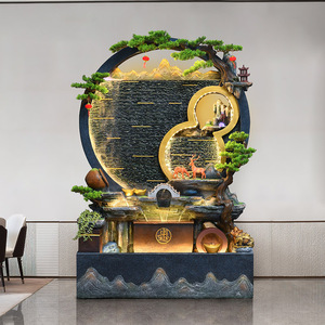 Fuente de Pared con Cortina de Agua Circular Quanfangyuan, 120x43x178cm, Decoración Interior de Estilo Feng Shui - Product Image 1