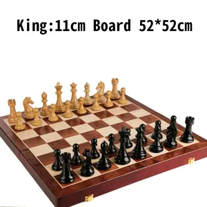 Luxury Magnetic Wooden Chess Game Sets Pure Copper Pieces Set Foldable Wooden Chess Set Board Game Handmade Portable