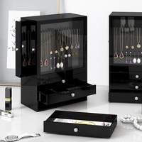 Boîte de rangement à bijoux de luxe en acrylique à trois niveaux, grande capacité, anti-oxydation, anti-ternissement, organisateur multifonctionnel