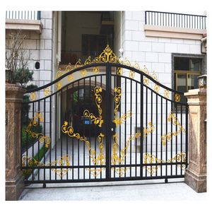 Puerta de Hierro Forjado con Logotipo Personalizado Prima, con Trabajos Ornamentales en Hierro para Entrada Principal de Hotel y Resort - Product Image 2