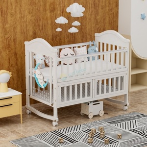 Lits bébé multifonctions Lits bébé en bois convertibles en <span class=keywords><strong>lit</strong></span> pour tout-petits avec lumières intégrées avec rangement - Product Image 1