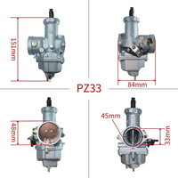 Carburateur neuf pour moteur de moto tout-terrain Pit Dirt Bike ATV Quad 200cc 250cc Ho Nda Kawa Saki PZ33 33mm