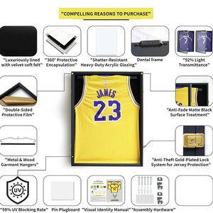 2025 bán buôn MDF thể thao bóng hộp bóng đá bóng rổ hiển thị đứng Jersey t Áo sơ mi hiển thị khung trường hợp plexiglass tùy chỉnh - Product Image 3