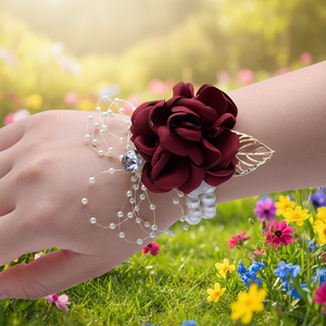 AM-WDA01 Ammy – Corsage <span class=keywords><strong>de</strong></span> poignet en roses avec strass et bracelet élastique pour mariage, bal <span class=keywords><strong>de</strong></span> promo et remise <span class=keywords><strong>de</strong></span> diplôme - Product Image 1