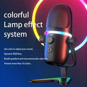 Micrófono Profesional RGB para Juegos, con Luz, para Grabación en Vivo, Chat en Steam, Micrófono USB con Cable para Computadora de Escritorio - Product Image 3