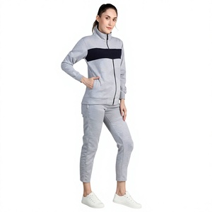 Chándal de poliéster de excelente calidad con cremallera completa, dos piezas, con logo personalizado, para mujer. - Product Image 1
