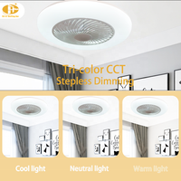 Ventilateur de plafond blanc simple avec lumière LED à intensité variable et télécommande, ventilateur-lumière DC 3-en-1 haute vitesse pour la décoration moderne de chambre à coucher